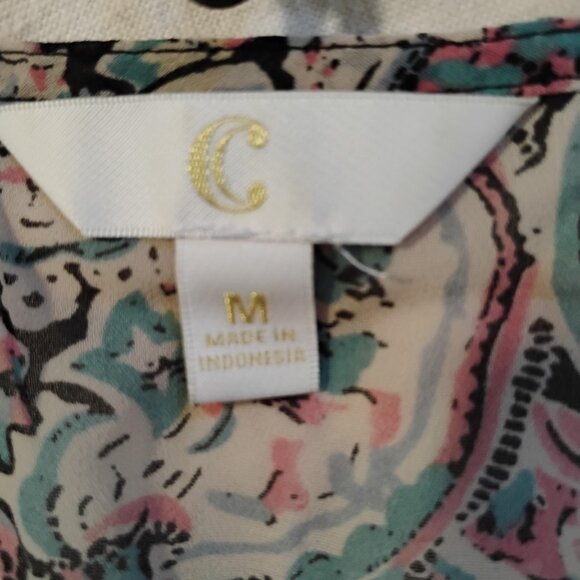 Charming Charlie Romantic Y2K Chiffon Paisley Boho Blouse – Cold Shoulder Bell S - Picture 6 of 8